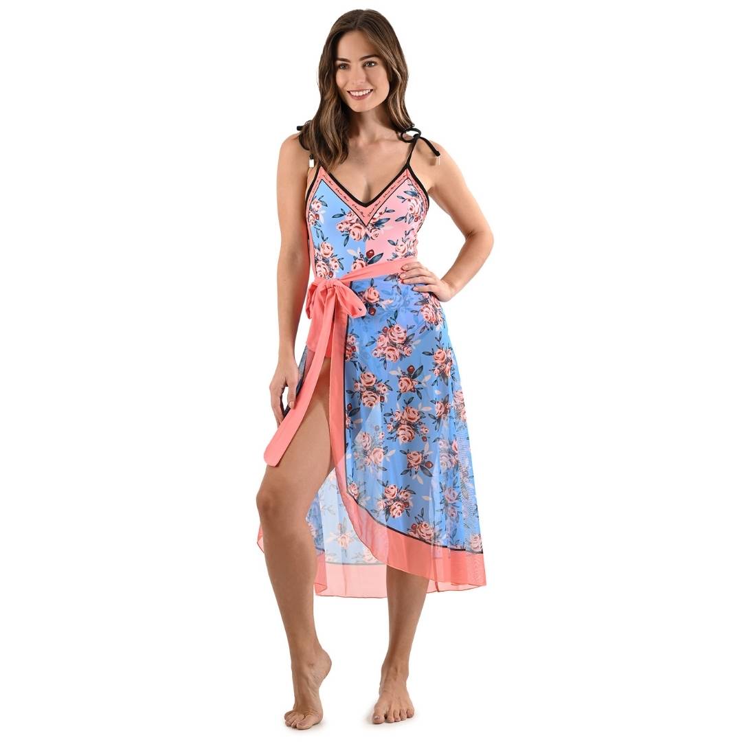 Traje de baño reversible con pareo
